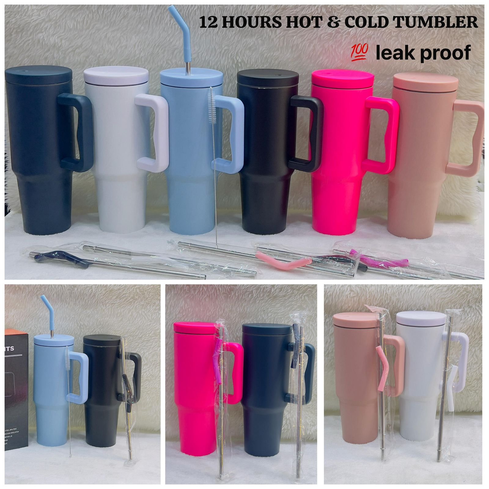 Tumbler with Straw & Handle