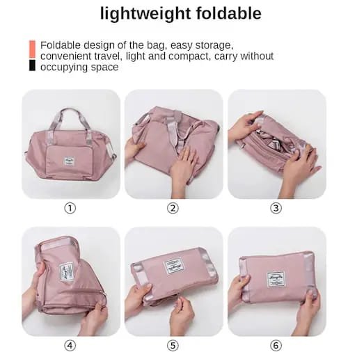 Premium Foldable Travel Duffel Bag – Pink - Image 3