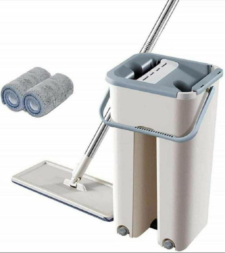 Flat Mop and Bucket Set with Squeeze Wringer